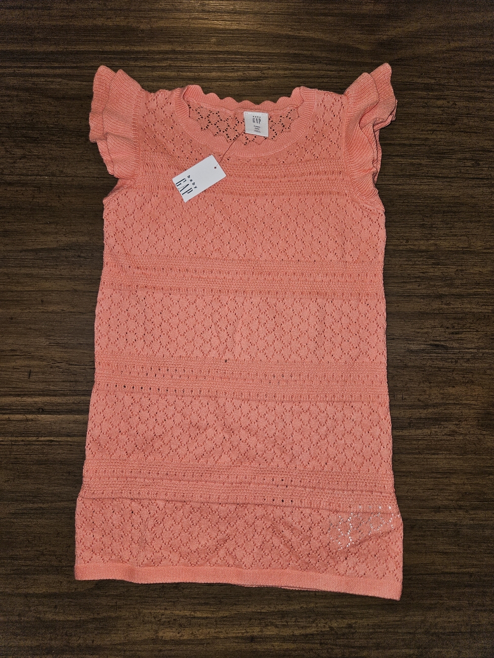 GAP Coral Knit Eyelet Dress with Flutter Sleeves